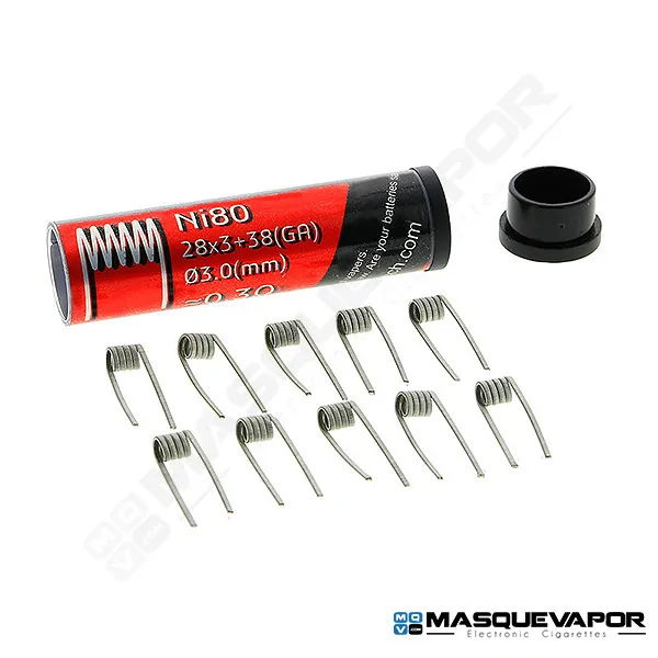 TRIPLE FUSED CLAPTON NI80 28x3/38GA 0.30OHM PACK 10 COILS FUMYTECH