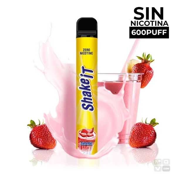 POD DESECHABLE SIN NICOTINA VAPE PUFF SHAKE IT STRAWBERRY SHAKE