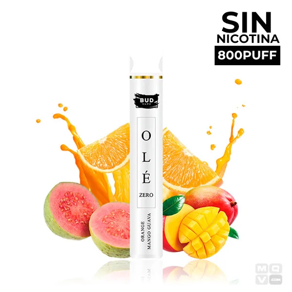 POD DESECHABLE SIN NICOTINA BUD VAPE OLE ORANGE MANGO GUAVA