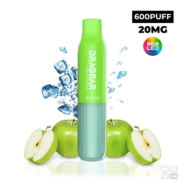 DISPOSABLE POD DRAGBAR ZOVOO 600 S GREEN APPLE ICE 20MG VAPE