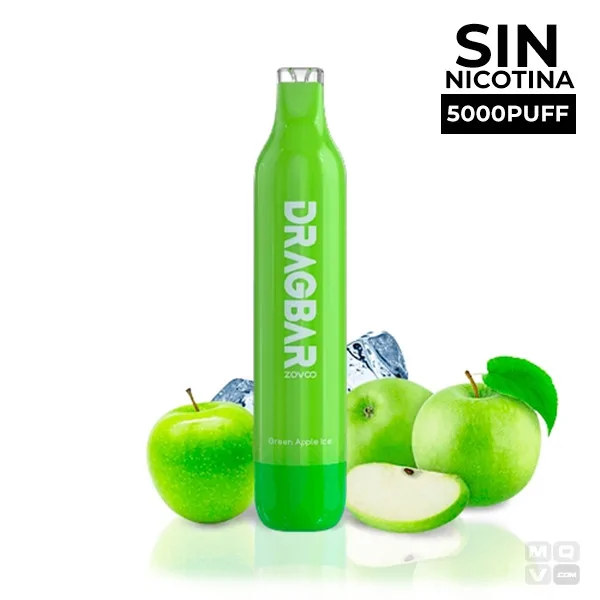DISPOSABLE POD WITHOUT NICOTINE DRAGBAR ZOVOO 5000 13ML GREEN APPLE ICEVAPE