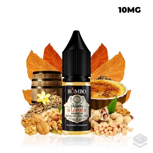 NICOTINE SALT NUTTY SUPRA RESERVE BOMBO PLATINUM TOBACCOS 10ML VAPE