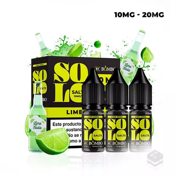 3 X 10ML NICOTINE SALT BOMBO ELIQUIDS SOLO SALTS LIME SODA