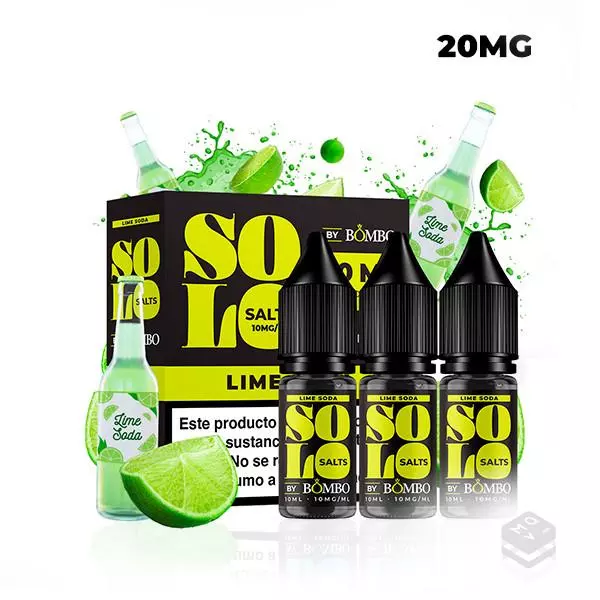 3 X 10ML NICOTINE SALT BOMBO ELIQUIDS SOLO SALTS LIME SODA