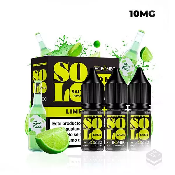 3 X 10ML NICOTINE SALT BOMBO ELIQUIDS SOLO SALTS LIME SODA