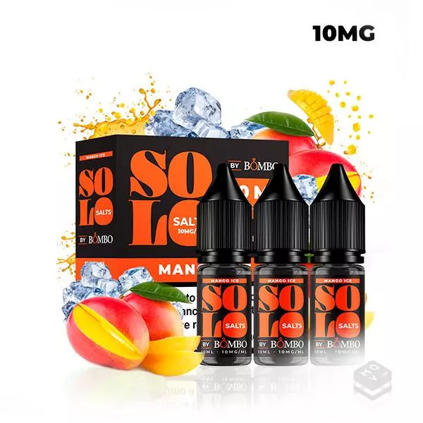 3 X 10ML NICOTINE SALT BOMBO ELIQUIDS SOLO SALTS MANGO ICE