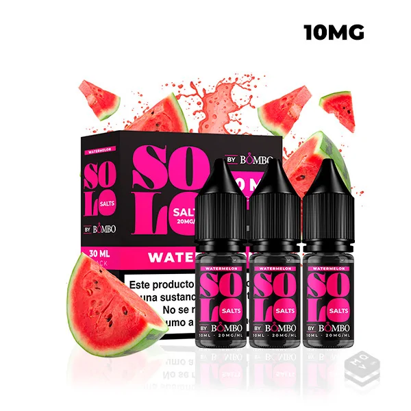 3 X 10ML NICOTINE SALT BOMBO ELIQUIDS SOLO SALTS WATERMELON