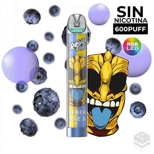 POD DESECHABLE SIN NICOTINA TRIBAL FORCE PUFF BLUEBERRY BUBBLE GUM
