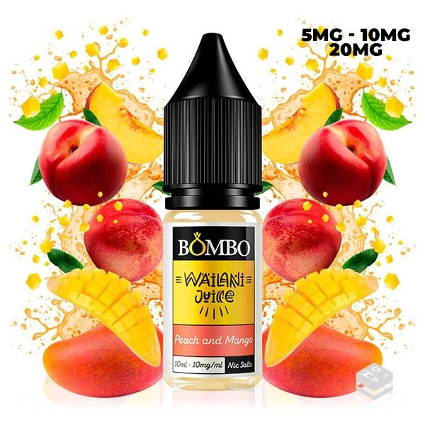 PEACH & MANGO WAILANI JUICE BY BOMBO E LIQUID 10ML VAPE NICOTINE SALT