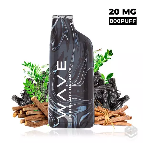 DISPOSABLE POD BUD VAPE WAVE 800 BLACKJACK CARAMEL 20MG