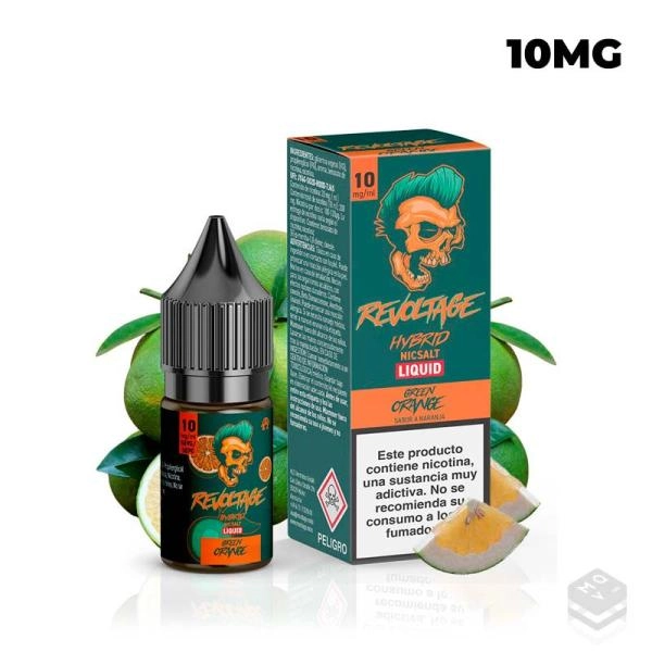 NICOTINE SALTS GREEN ORANGE REVOLTAGE HYBRID 10ML