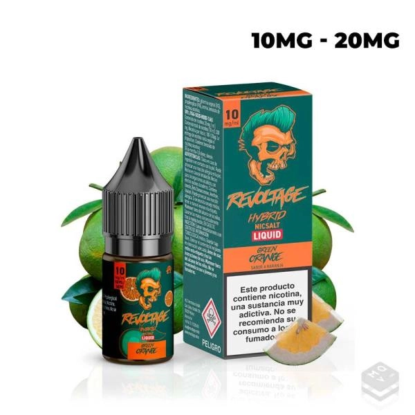 NICOTINE SALTS GREEN ORANGE REVOLTAGE HYBRID 10ML