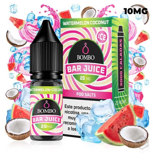 SALES DE NICOTINA WATERMELON COCONUT ICE BAR JUICE BY BOMBO 10ML 10MG