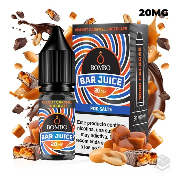 SALES DE NICOTINA PEANUT CHOCOLATE CARAMEL BAR JUICE BY BOMBO 10ML