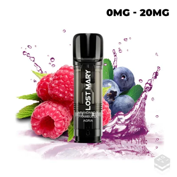 2 x BLUEBERRY SOUR RASPBERRY LOST MARY TAPPO PRE-FILLED CARTRIDGES 2x2ML