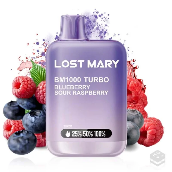 DISPOSABLE VAPE BLUEBERRY SOUR RASPBERRY LOST MARY BM1000 20MG 2ML