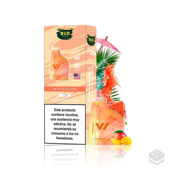 2 x CARTUCHOS PRECARGADOS WAVE CLICK CARIBBEAN MIX BUD VAPE 20MG