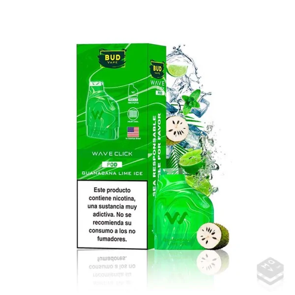 2 x CARTUCHOS PRECARGADOS WAVE CLICK GUANABANA LIME ICE BUD VAPE 20MG