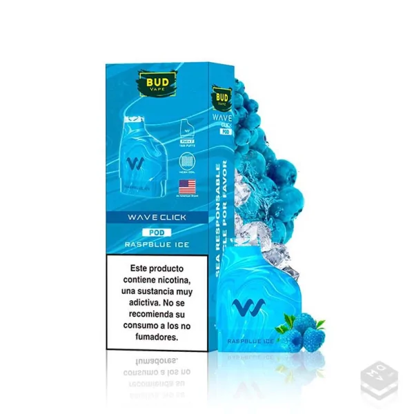 2 x CARTUCHOS PRECARGADOS WAVE CLICK RASPBLUE ICE BUD VAPE 20MG