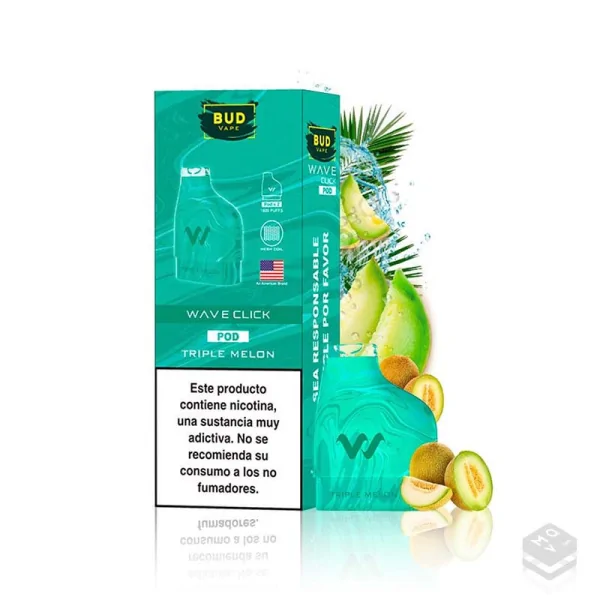 2 x CARTUCHOS PRECARGADOS WAVE CLICK TRIPLE MELON BUD VAPE 20MG