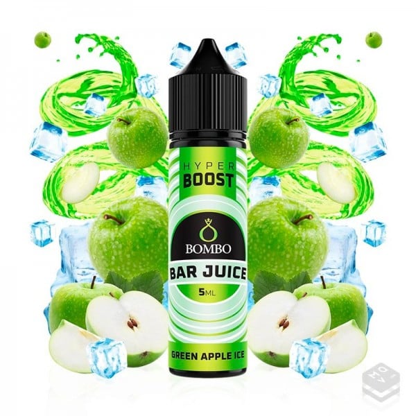 FLAVOUR GREEN APPLE ICE BAR JUICE HYPER BOOST BOMBO ELIQUIDS 5ML LONGFILL