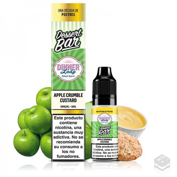 NICOTINE SALTS APPLE CRUMBLE CUSTARD DESSERT BAR DINNER LADY 10ML VAPE