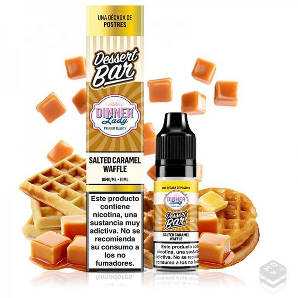 NICOTINE SALTS SALTED CARAMEL WAFFLE DESSERT BAR DINNER LADY 10ML VAPE