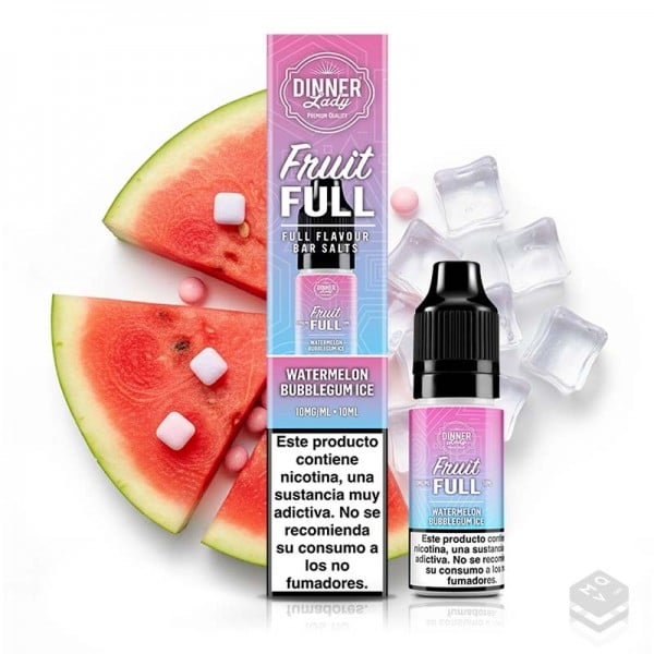 NICOTINE SALTS WATERMELON BUBBLEGUM ICE FRUIT FULL DINNER LADY 10ML VAPE