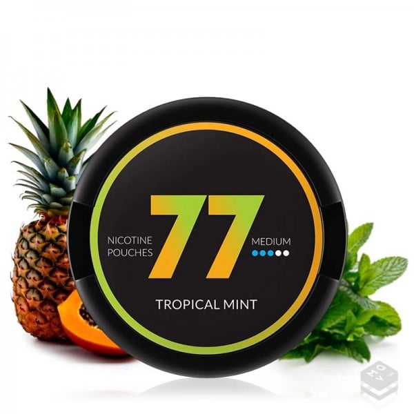 BOLSA DE NICOTINA TROPICAL MINT MEDIUM 77 NICOTINE POUCHES