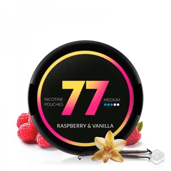 BOLSA DE NICOTINA RASPBERRY VANILLA MEDIUM 77 NICOTINE POUCHES