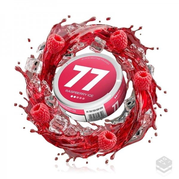 NICOTINE POUCHES RASPBERRY ICE 77 NICOTINE POUCHES