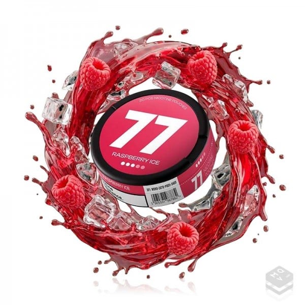 NICOTINE POUCHES RASPBERRY ICE 77 NICOTINE POUCHES