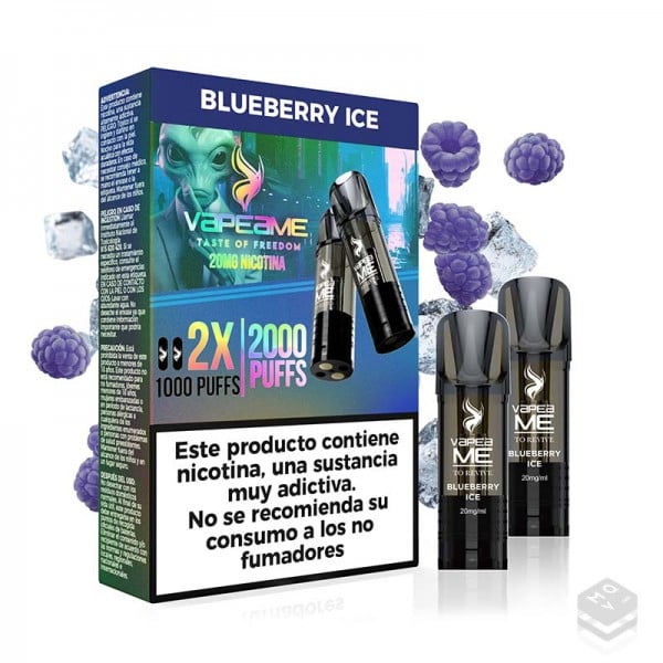 2 x CARTUCHOS PRECARGADOS BLUEBERRY ICE VAPEAME REVIVE 2x2ML