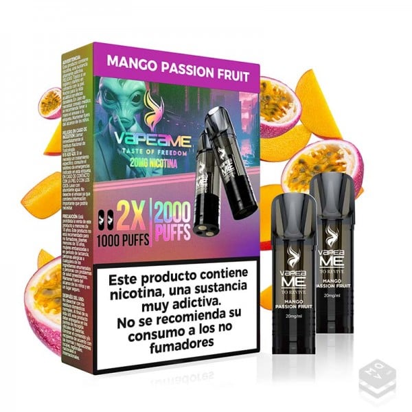 2 x CARTUCHOS PRECARGADOS MANGO PASSION FRUIT VAPEAME REVIVE 2x2ML