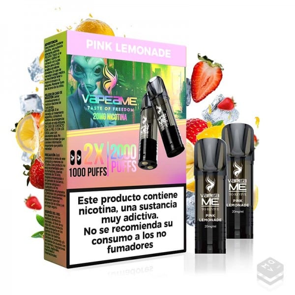 2 x CARTUCHOS PRECARGADOS PINK LEMONADE VAPEAME REVIVE 2x2ML