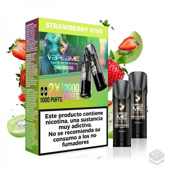 2 x CARTUCHOS PRECARGADOS STRAWBERRY KIWI VAPEAME REVIVE 2x2ML